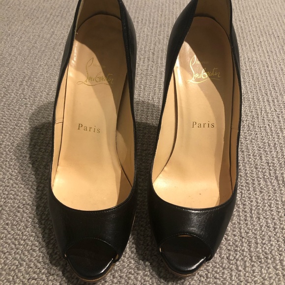 Christian Louboutin Shoes - Christian louboutin black leather peep toe pumps